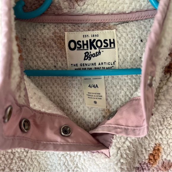 OshKosh B’gosh Girls Cream Floral Sherpa Fleece Pullover Sweater 4T Fall Winter - Picture 2 of 11